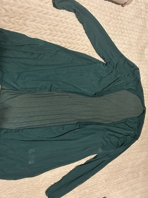 modlily Women's Green Solid Open Front Long Sleeve swimsuit cover up
