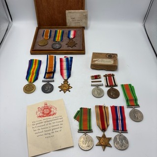 British WWI WWII Medal Groups Named Charlton Elstob RAF RFA Documents