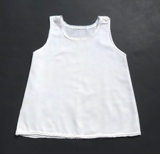 Vtg Semi-Sheer Cotton Sleeveless Baby Dress or Slip, Lace Trim, White, 6 Mos.