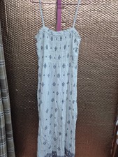 F&F Size XL Extra Large White Blue Cotton Sleeveless Maxi Long Dress (250/v)