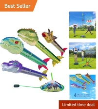 Exciting Dinosaur Toy Rocket Launcher with 4 Rockets - Perfect Birthday Gift!