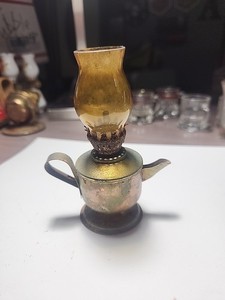 ​Vintage Miniature Brass Oil Lantern Lamp 4.25 Inch Finger Lamp Sold As Is