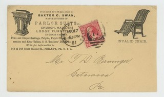 Mr Fancy Cancel Sc 220 Baxter C Swan Mfg Parlor Suits etc Phila PA '91 #3401