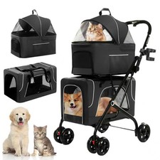 3 in 1 Cat Stroller Double Detachable Carrier Black