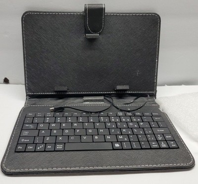 Universal Tablet Case with PC Keyboard and Flip Stand Black