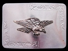 IJ01105 VINTAGE 1970s WESTERN STYLE BALD EAGLE SILVERTONE BELT BUCKLE