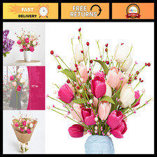 Valentine's Day Decorations 6 Pack - 17" Tulip  Berry Floral Picks for Parties