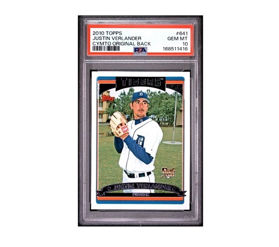 2010 TOPPS JUSTIN VERLANDER RC #641 Cymto Org. Back  PSA 10 GEM MINT Tigers