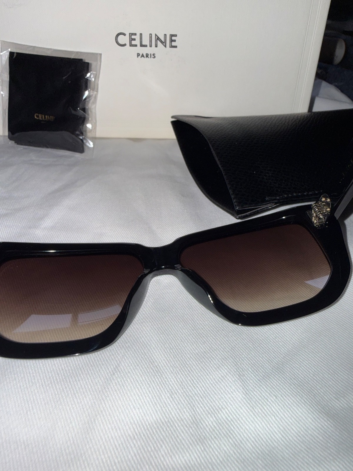 CELINE sunglasses CL400931 01F Black, Authentic 58-14, BRAND NEW with box, wipe image 5