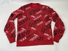 Guess Los Angeles Sweatshirt All Over Print Spell Out Mens Size S Red