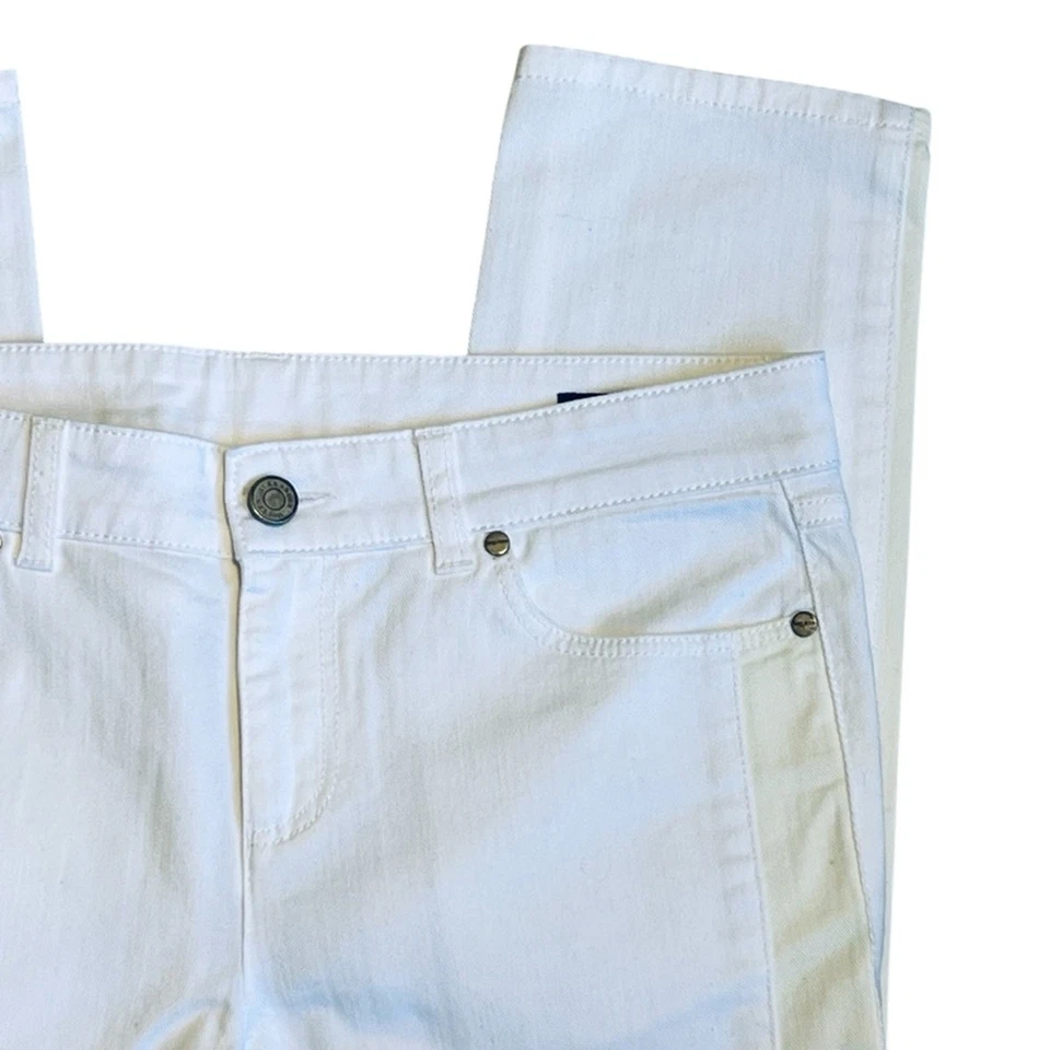 Pantalones de mezclilla elásticos Alexander McQueen para mujer talla 8 Euro 44 blancos a rayas laterales Foto 4 de 4