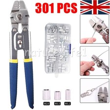 Stainless Steel Fishing Pliers Wire Rope Crimping Tool & 300PCS Barrel Ferrule