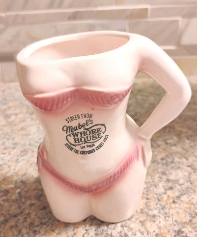 Vintage 50's 60's Mabel’s Whore House Las Vegas Ceramic Shot Glass Souvenir