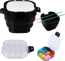 OKUYAN Portable Paint Palette Box With Foldable Brush Washer - 16 Wells Airtigh