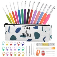 HäKelnadel Set AnfäNger Ergonomisch Soft Grip Stricken Nadeln Kit 14 StüCk