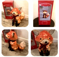 Wondershop Lit Sisal Fox 20” Tall Indoor/Outdoor Christmas In Box