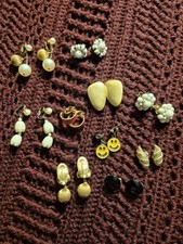 Lot Of 10 Vintage Clip On Earrings - Variety Of Styles And Colors