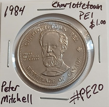 1984 Charlottetown Prince Edward Island $1 Peter Mitchell Dollar Token PE20 NBS