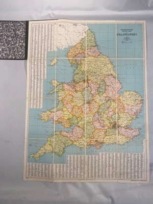 OLD Geographia County Map FOLD OUT MAP BOOK of England & Wales Showing Counties