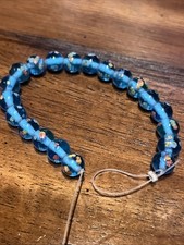 6in Strand Vintage 1950s Lampwork Japanese Millefiori Blue Round Glass Beads 8mm