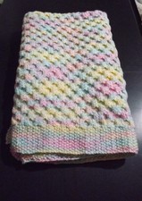 Hand Knitted Babys Blanket 27 x21 Inches Plus Booties and Mittens Set