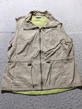 Columbia Light Vest Women XL Tan Yellow Zip Up Collared Drawstring Nylon Blend