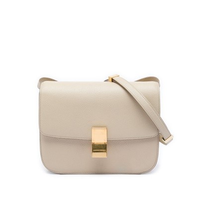 Celine Medium Goatskin Classic Box Pre-Loved Umhängetasche Beige