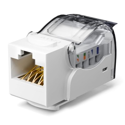 VCE Cat6 Keystone Jack Toolless 25-Pack, Slim Profile RJ45 Ethernet White 