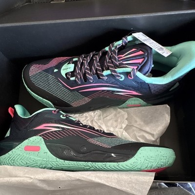 ANTA Men's Low Top Lace-Up Athletic Sneakers Black/Green/Pink