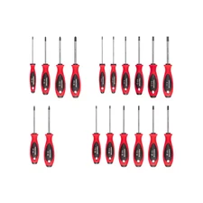 Phillips, Slotted, Torx, Square Screwdriver Set-4 Inch Shanks, 18-Piece (#0-#3,3