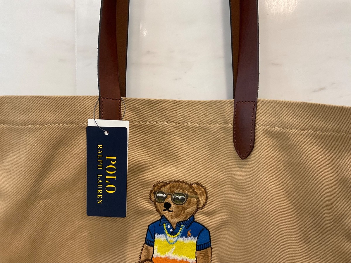 Polo Ralph Lauren Khaki Tan BEACH SHOP BEAR Cotton Twill