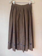 Vintage Ralph Lauren Wool Midi Skirt Pheasant Pleated 10 1978 Runway 1970s Brown