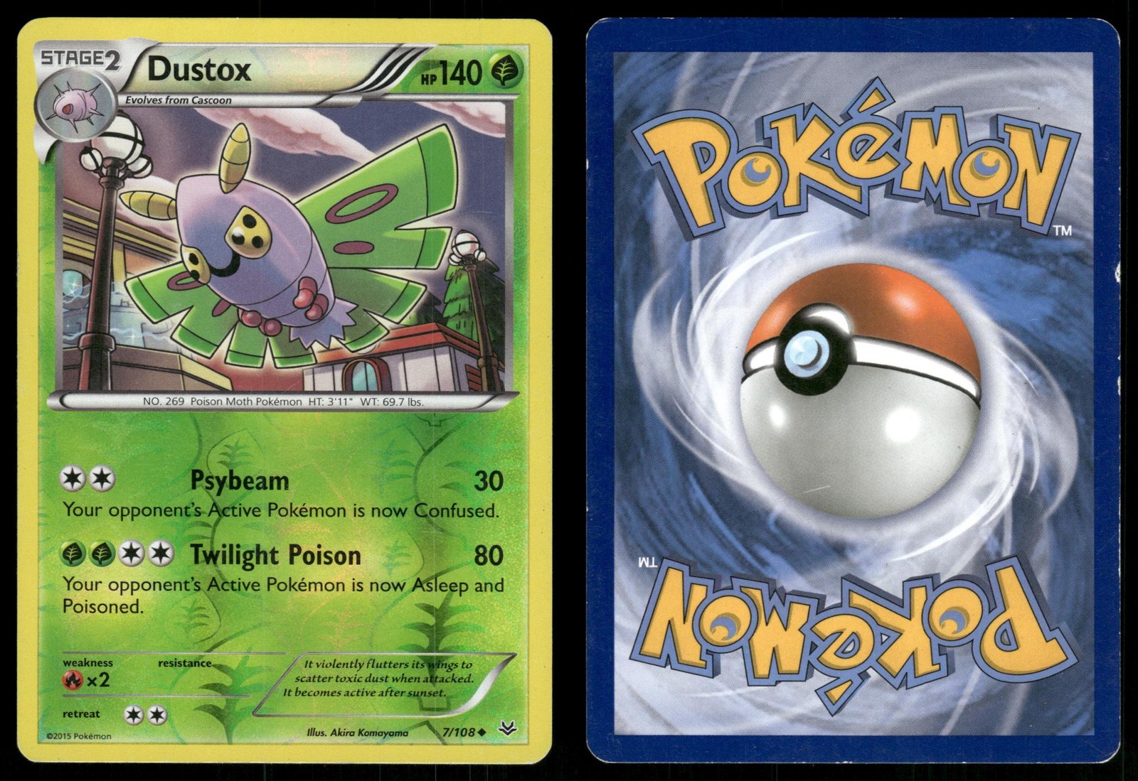 Dustox 7 LIGHTLY PLAYED Roaring Skies 108 Pokemon Reverse Holo