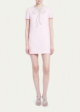 36IT - Valentino Crepe Couture Mini Dress with Crystal Bow pink - BNWT