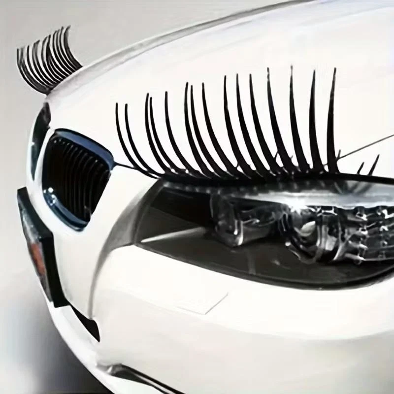 2PCS Car Eyelash Headlight Stickers Cute False Eyelashes Auto Decor image 1