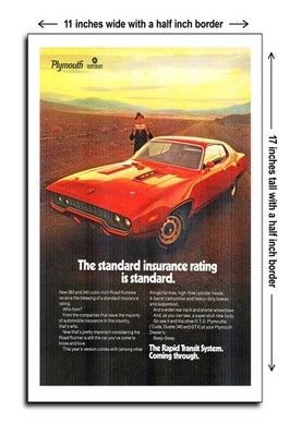 1971 Plymouth RR the Standard Insurance Rating is Standard - 11x17 Poster