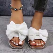 Summer Slippers Big Bows Flat Beach Sandals Flip Flops Comfy Slides Shoes Woman