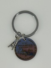 To My Daughter I Love You Forever Keychain Initial "A" Polished Silver Tone