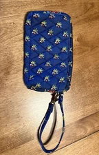 Vera Bradley Blue Floral  Wristlet Wallet/Clutch Small Purse 