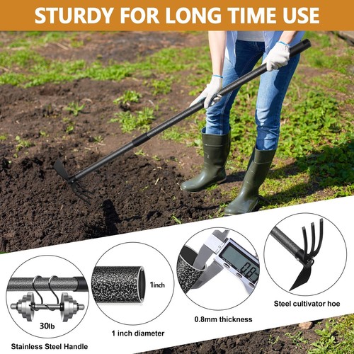 Garden Hoe Tool, 2-in-1 Heavy Duty Dual-Head Weeding Tool, 45" Adjustable Lon... - Picture 3 of 7
