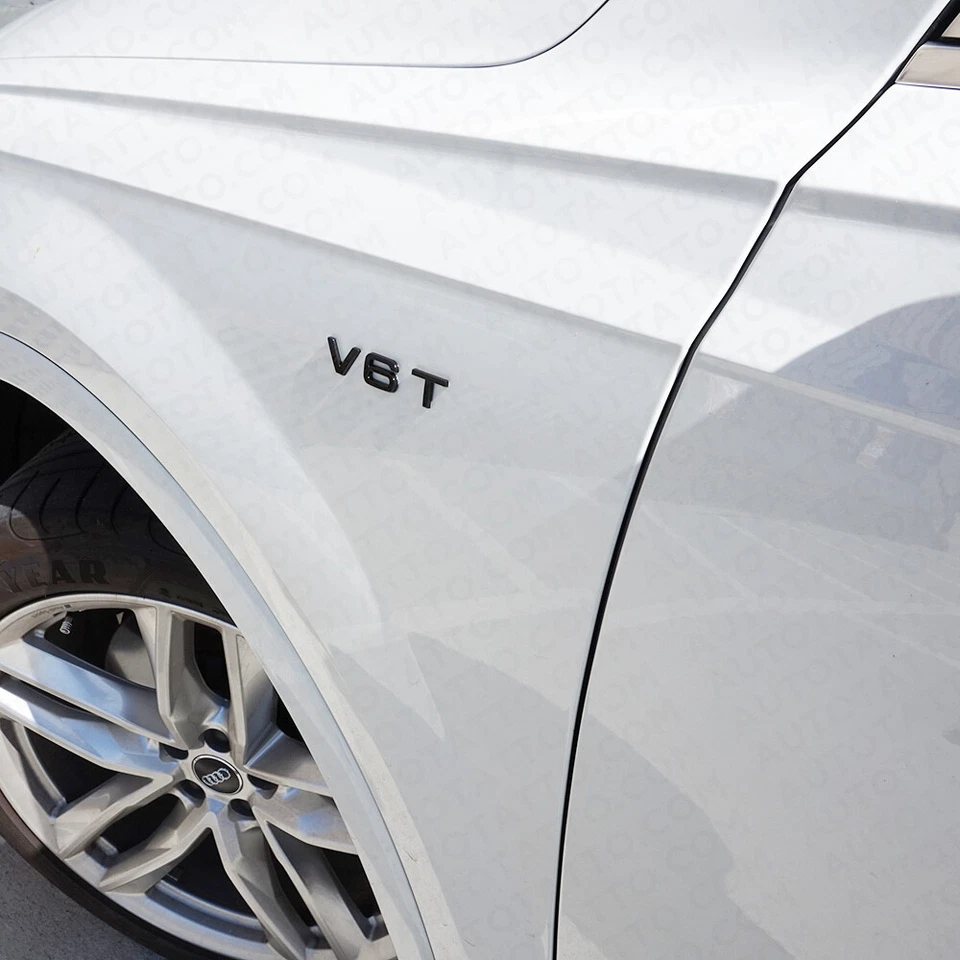2x Audi Negro Brillante V6T Guardabarros Lateral Marcador Letra Placa de Identificación Emblema Insignia Sport Foto 4 de 4