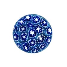 Vintage Concentric Rings Millefiori Canes Candy 2" Dia Paperweight Blue White