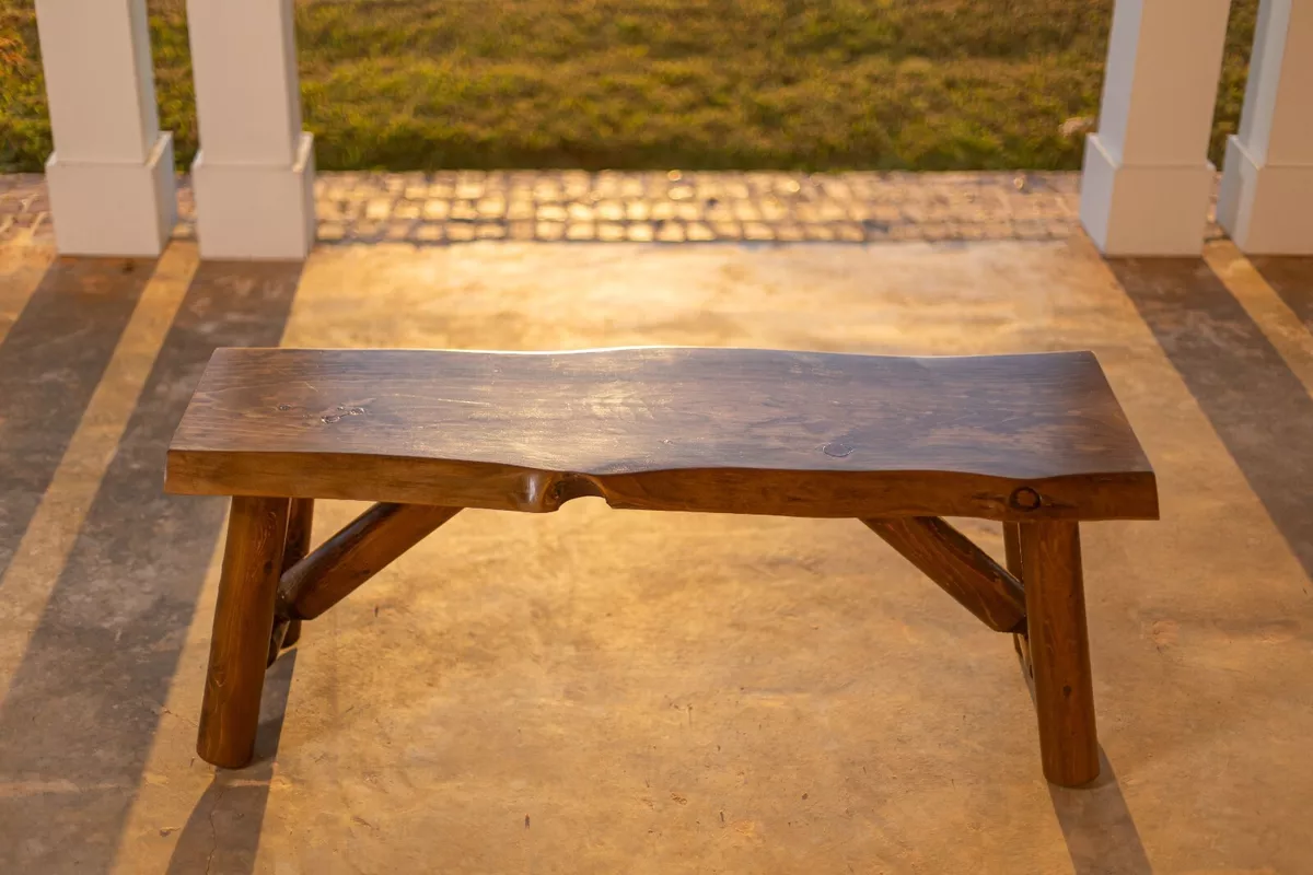 Rustic Pine and Cedar Rustic Bench Cabin Furniture Live Edge Slab