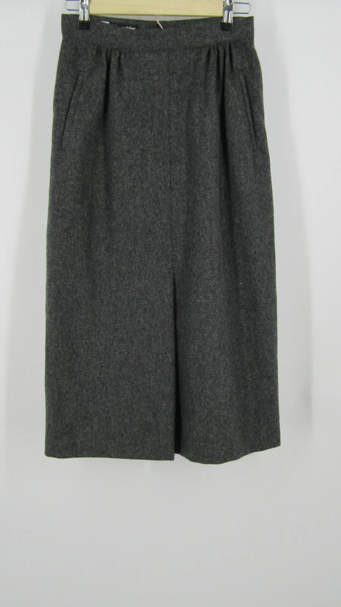 Jupe Crayon Vintage En Laine Taille 8 Gris - Le Basique Chic D'Occasion