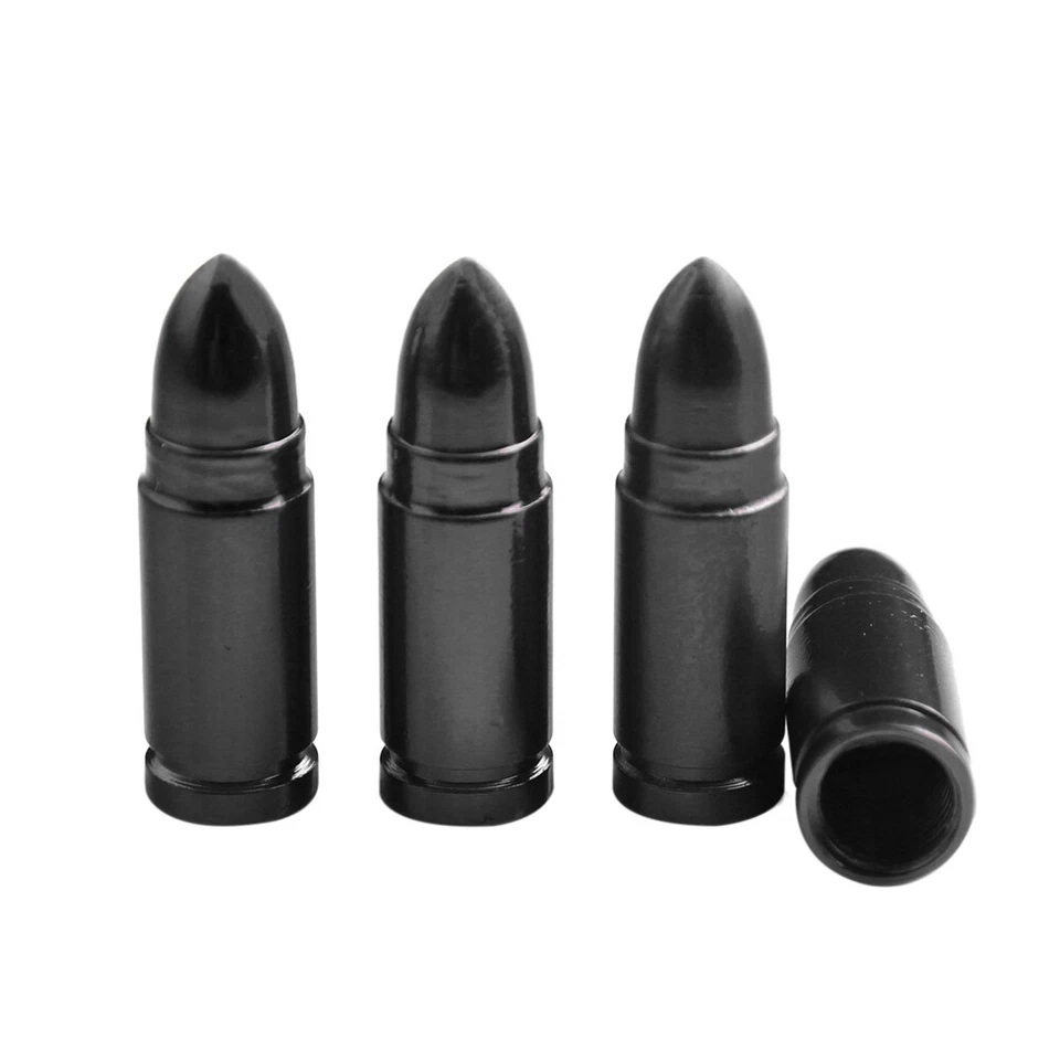4pcs Bullet Shape Aluminum Car Tire Wheel Stem Air Valve Caps SUV Sleeve Covers - Image 3 of 4