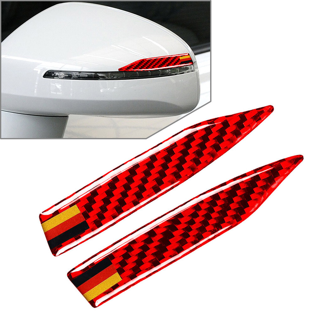 Rearview Side Mirror Anti-collision Anti-rub Strip Protector Trim Carbon Red Car