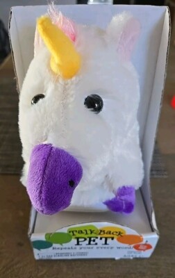 Talk Back Pet 6  Plush Unicorn Repeats Your Every Word NEW In Box Stuffed Toy