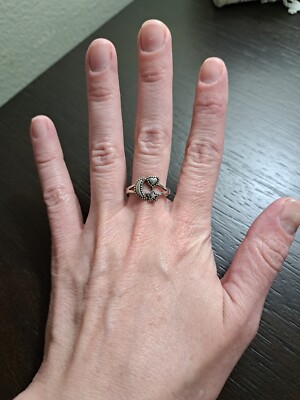 Sterling Silber Ring Himmlischer Mond Stern und Herz