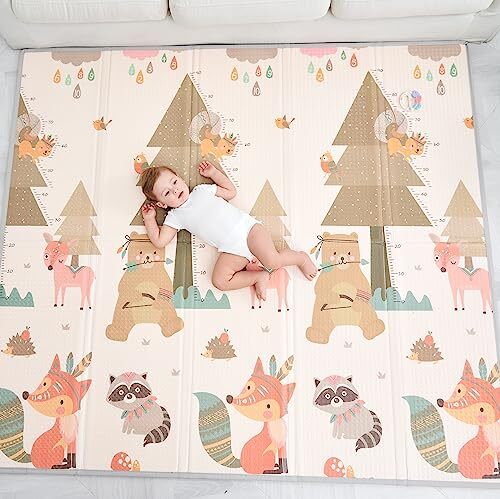 SUPERBE BEBE Alfombra Gateo Infantil Impermeable, Reversible y Plegable