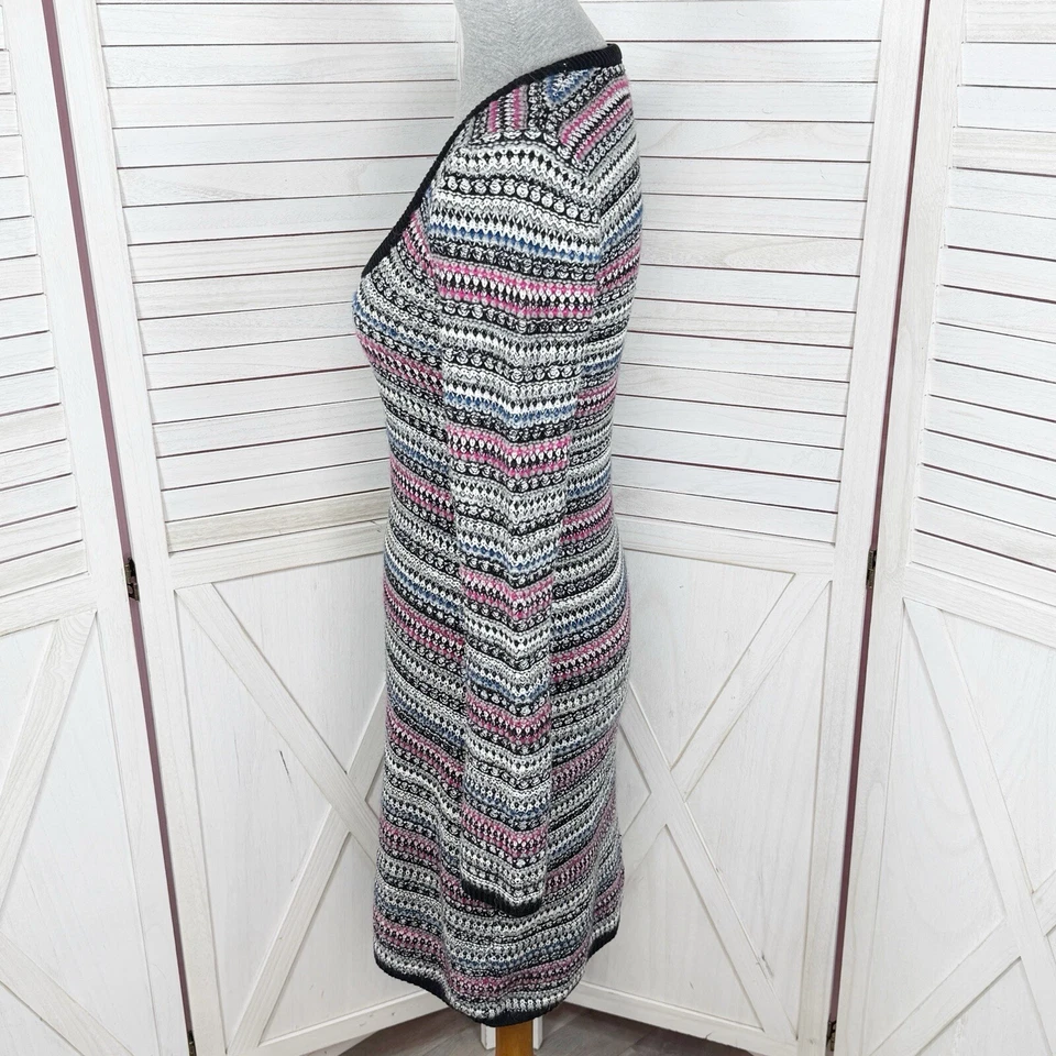 Vestido suéter feminino vintage moda internacional médio multicolorido listrado gola redonda - Imagem 2 de 4